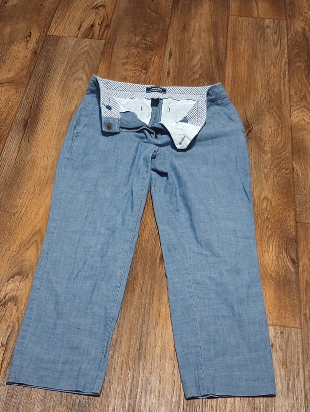 Womens Lands End Light Blue Chambray - Capri Pants Straight Fit Size 2P